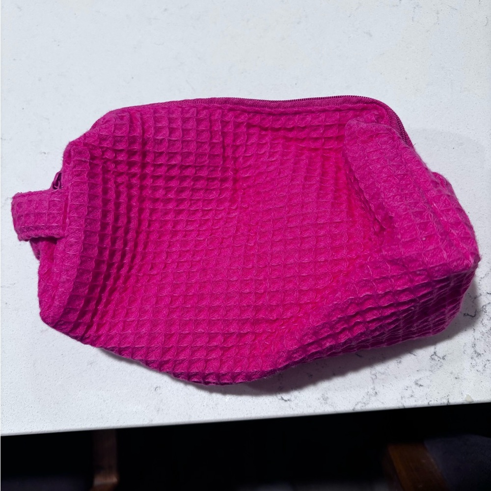 Vibrant Pink Textured Cosmetic Bag